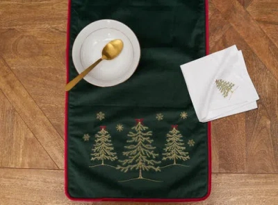 C & F Home C&f Home Christmas Tree Forest Table Runner 14" X 72" In Green