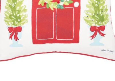 C & F Home C&f Home Door Wreath Printed & Embellished Christmas Throw Pillow, 18" X 18" In Red