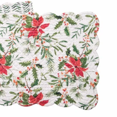 C & F Home C&f Home Silvia Poinsettia Table Runner 14" X 51" In Red