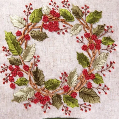 C & F Home C&f Home Berry Wreath Christmas Botanical Small/petite Accent Pillow, 12" X 12" In Multi