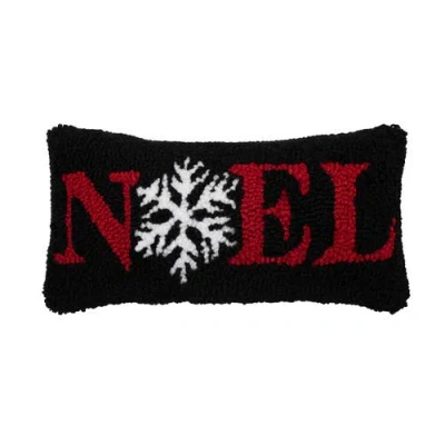 C & F Home C&f Home Small/petite "noel" Snowflake Christmas Hooked Accent Pillow, 6" X 12" In Black