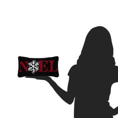 C & F Home C&f Home Small/petite "noel" Snowflake Christmas Hooked Accent Pillow, 6" X 12" In Black