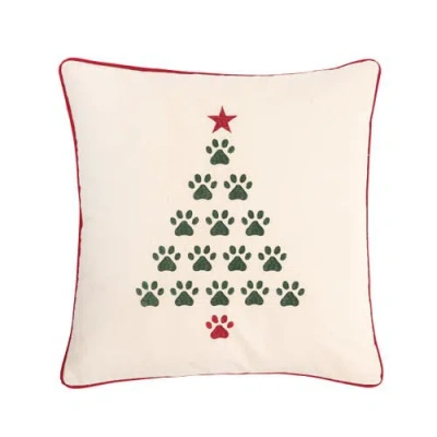 C & F Home C&f Home Christmas Tree Paws Embroidered Throw Pillow, 18" X 18" In Green