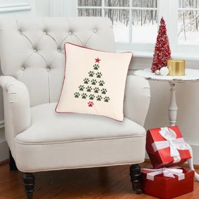 C & F Home C&f Home Christmas Tree Paws Embroidered Throw Pillow, 18" X 18" In Green
