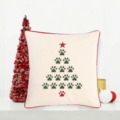 C & F Home C&f Home Christmas Tree Paws Embroidered Throw Pillow, 18" X 18" In Green