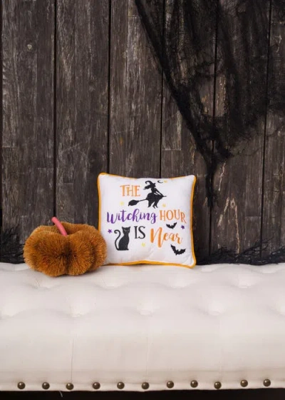 C & F Home C&f Home "the Witching Hour Is Now" Halloween 100% Cotton Petite Accent Pillow 10" X 10" In White