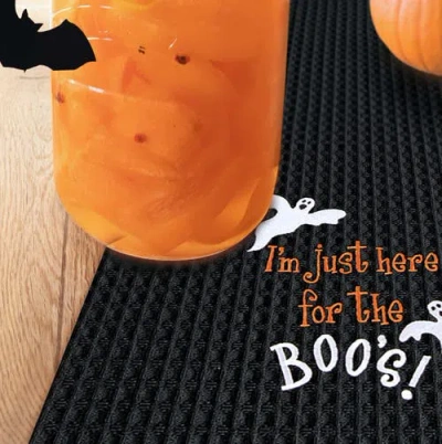 C & F Home C&f Home I'm Just Here For Boo's Halloween Cotton Waffle Weave Kitchen Towel Decor Decoration In Black
