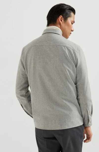 Brunello Cucinelli Virgin Wool Flannel Overshirt In Gray