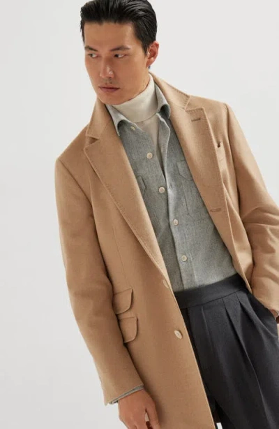 Brunello Cucinelli Virgin Wool Flannel Overshirt In Gray