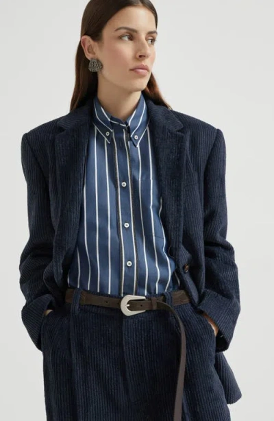 Brunello Cucinelli Corduroy Blazer In Blue