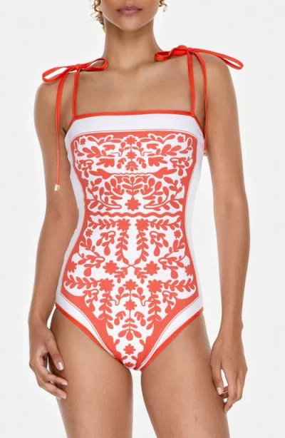 Jessie Zhao New York Crossing Red Reversible One-piece Swimsuit In Multi