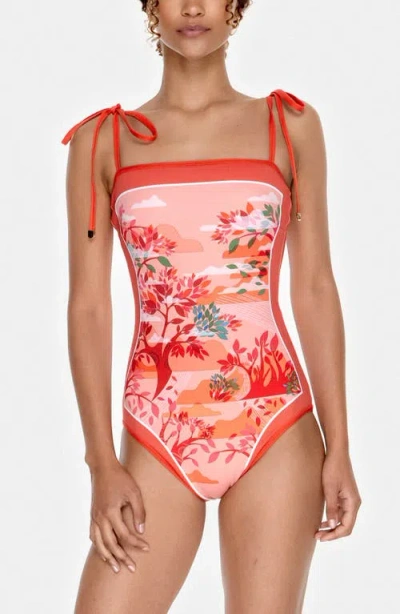 Jessie Zhao New York Crossing Red Reversible One-piece Swimsuit In Multi