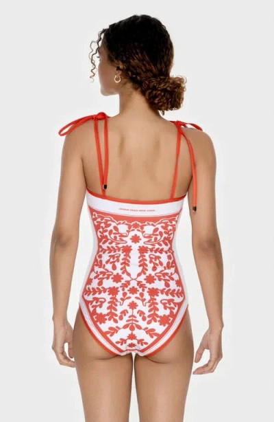 Jessie Zhao New York Crossing Red Reversible One-piece Swimsuit In Multi