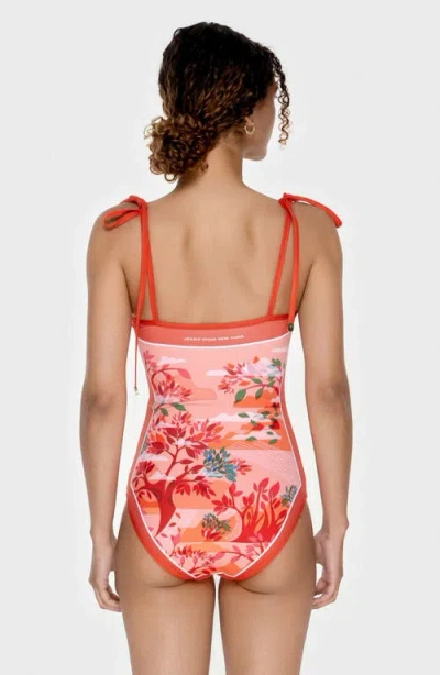 Jessie Zhao New York Crossing Red Reversible One-piece Swimsuit In Multi