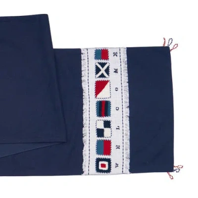 C & F Home C&f Home Nautical Flag Table Runner 14" X 72" In Blue