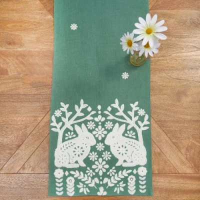 C & F Home C&f Home Woodland Spring Bunny Table Runner 14" X 72" In Green