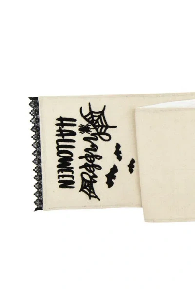 C & F Home C&f Home Happy Halloween Black And White Embroidered Table Runner 14" X 72" In White