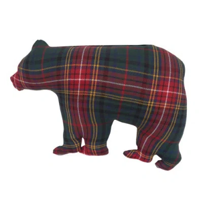 C & F Home C&f Home Plaid Bear Shaped Throw Pillow, 13.5" X 20" In Red
