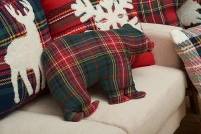 C & F Home C&f Home Plaid Bear Shaped Throw Pillow, 13.5" X 20" In Red