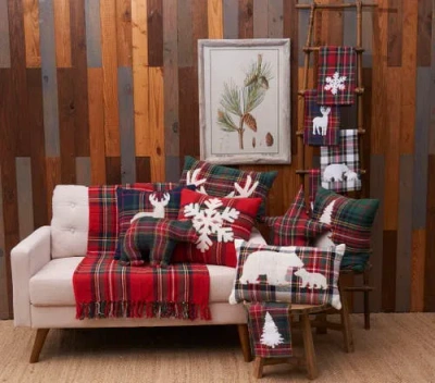 C & F Home C&f Home Plaid Bear Shaped Throw Pillow, 13.5" X 20" In Red