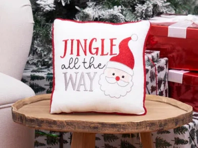 C & F Home C&f Home Jingle All The Way Small Christmas Accent Pillow, 10" X 10" In White