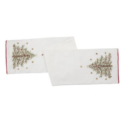 C & F Home C&f Home Christmas Holiday Embroidered Christmas Tree On White Background Cotton Table Runner 14" X  In White