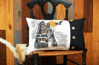 C & F Home C&f Home Haunted House Halloween 100% Polyester Printed Accent Pillow W/ Decorative Buttons 13" X 20 In Multi