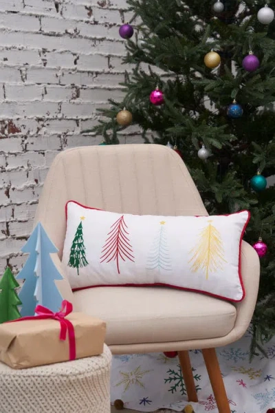 Carol & Frank Colorful Trees Throw Pillow, 12" X 24" In Red
