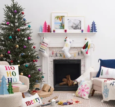 Carol & Frank Colorful Trees Throw Pillow, 12" X 24" In Red