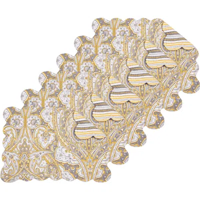 C & F Home C&f Home Shay Damask Placemats Set Of 6, 13" X 19" In Yellow
