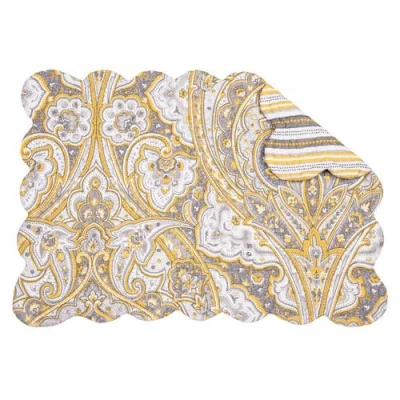C & F Home C&f Home Shay Damask Placemats Set Of 6, 13" X 19" In Yellow