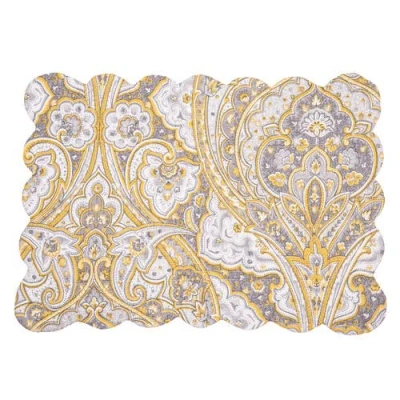 C & F Home C&f Home Shay Damask Placemats Set Of 6, 13" X 19" In Yellow