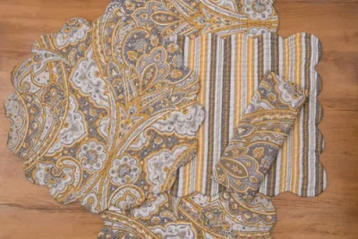 C & F Home C&f Home Shay Damask Placemats Set Of 6, 13" X 19" In Yellow