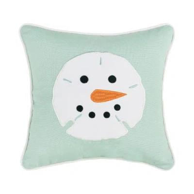 C & F Home C&f Home Sand Dollar Shaped Snowman Christmas Accent Pillow, 10" X 10" In Green