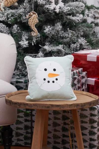 C & F Home C&f Home Sand Dollar Shaped Snowman Christmas Accent Pillow, 10" X 10" In Green