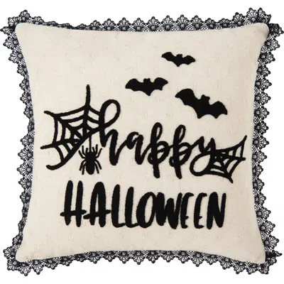C & F Home C&f Home Happy Halloween Embroidered Bats And Spiderweb Throw Pillow, 18" X 18" In Neutral