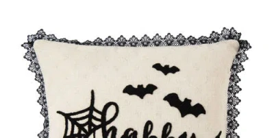C & F Home C&f Home Happy Halloween Embroidered Bats And Spiderweb Throw Pillow, 18" X 18" In Neutral