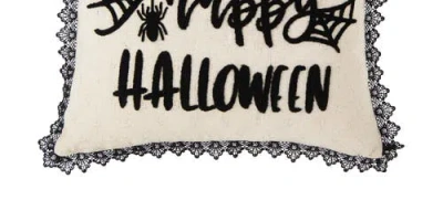 C & F Home C&f Home Happy Halloween Embroidered Bats And Spiderweb Throw Pillow, 18" X 18" In Neutral