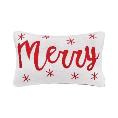 C & F Home C&f Home Merry Knitted Christmas Throw Pillow, 14" X 22" In Red