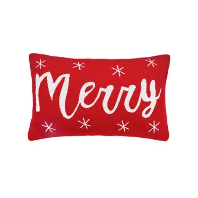 C & F Home C&f Home Merry Knitted Christmas Throw Pillow, 14" X 22" In Red
