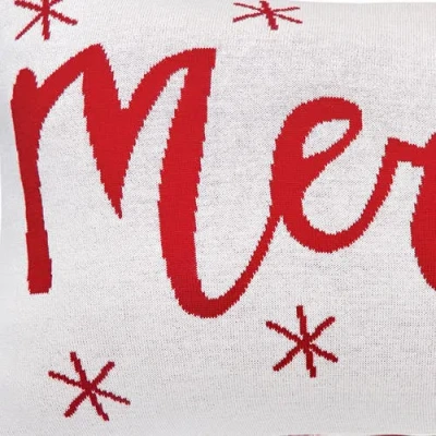 C & F Home C&f Home Merry Knitted Christmas Throw Pillow, 14" X 22" In Red