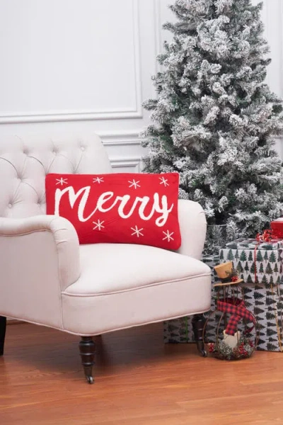 C & F Home C&f Home Merry Knitted Christmas Throw Pillow, 14" X 22" In Red