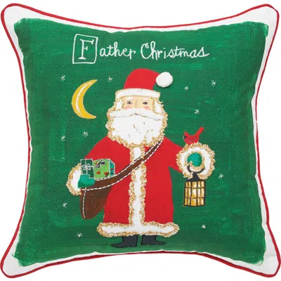 C & F Home C&f Home Father Christmas Alphabet Printed & Embellished Throw Pillow In Green