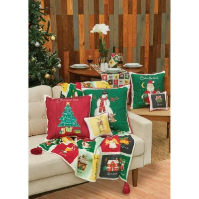 C & F Home C&f Home Father Christmas Alphabet Printed & Embellished Throw Pillow In Green