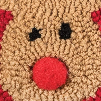 C & F Home C&f Home Reindeer Games With Red Nose Petite Hooked Accent Pillow, 8" X 8" In Red