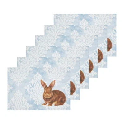 C & F Home C&f Home Damask Easter Bunny Rabbit Placemats Set Of 6 In Blue