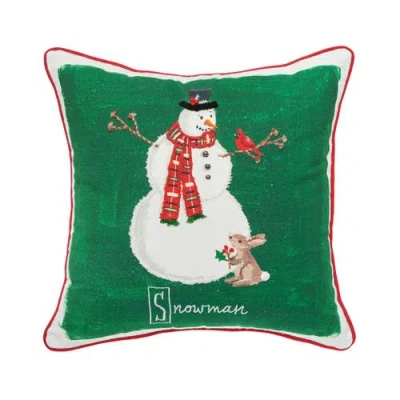 C & F Home C&f Home Snowman Alphabet Printed & Embellished Christmas Throw Pillow, 18" X 18" In Green