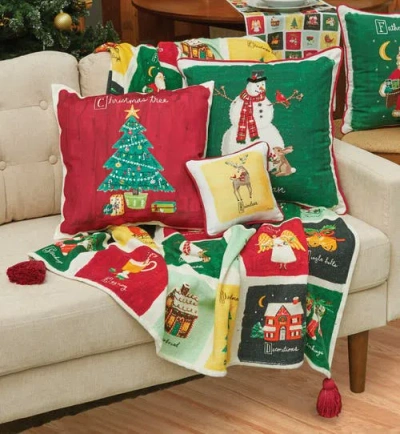 C & F Home C&f Home Snowman Alphabet Printed & Embellished Christmas Throw Pillow, 18" X 18" In Green