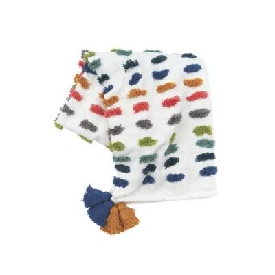 Carol & Frank 50" X 60" Vaughan Polka Dot Tassels Premium Cotton Accent Throw Blanket In Multi