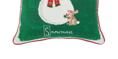 C & F Home C&f Home Snowman Alphabet Printed & Embellished Christmas Throw Pillow, 18" X 18" In Green